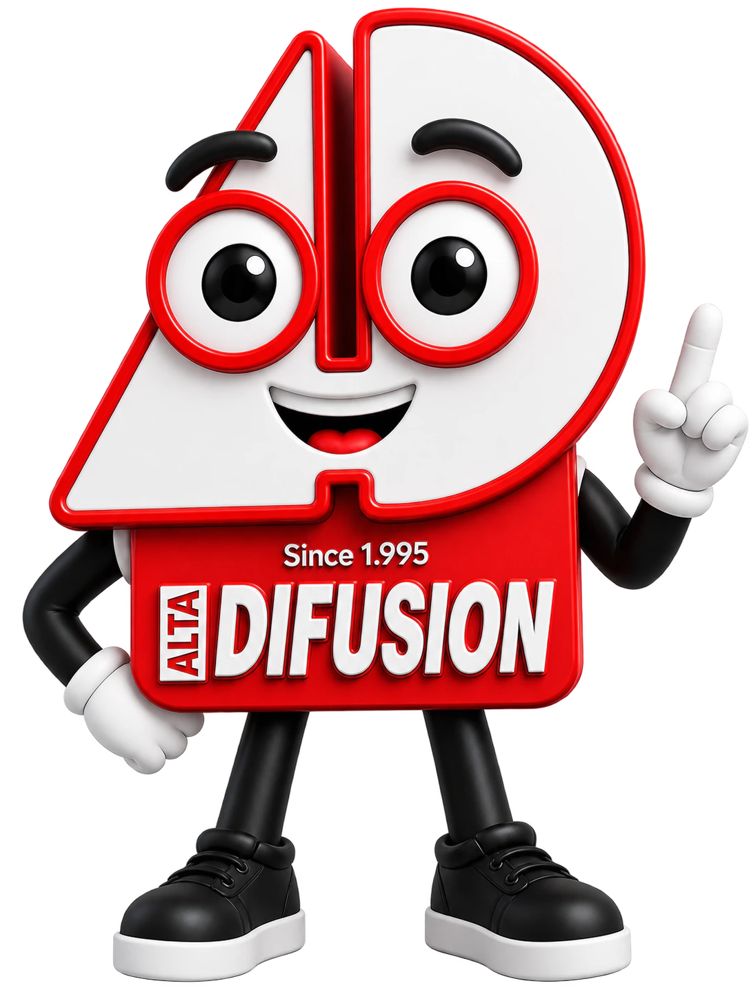 Mascota oficial de Alta Difusión señalando el llamado a cotizar